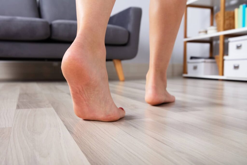 Voeten op vloerverwarming